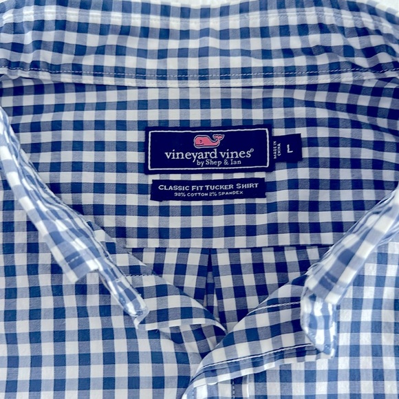 Vineyard Vines Classic Fit Tucker Shirt Blue White Check Gingham Men’s L Large - Picture 2 of 4